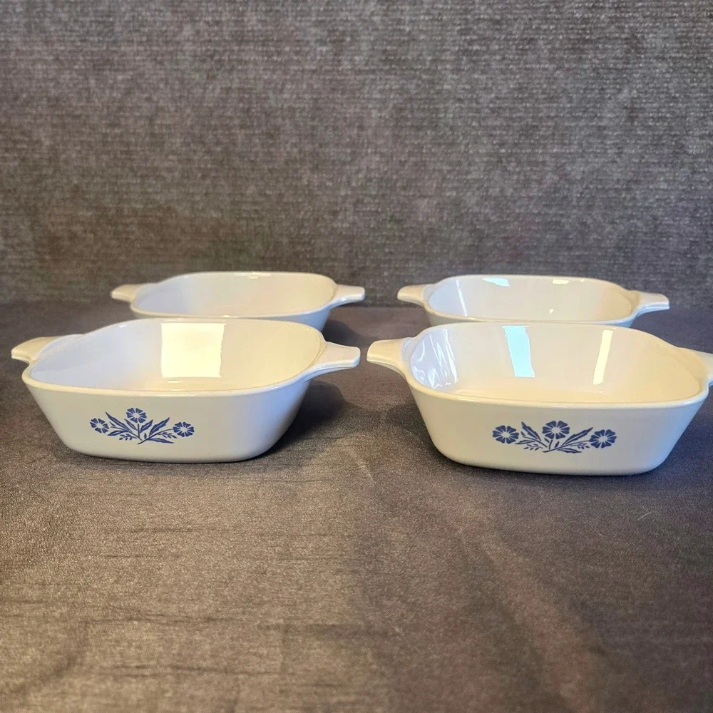 Vintage‎ Corning Ware Blue Cornflower P-41 Petite Pan Set 4 USA Baking Dish